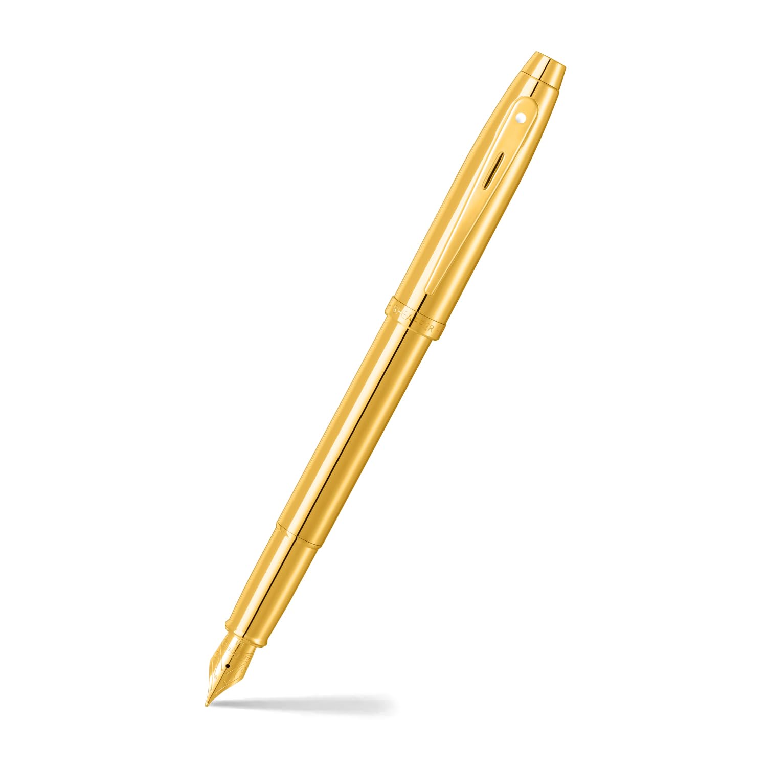 Sheaffer 100 9372 Glossy PVD Gold Fountain Pen With PVD Gold Trim - Medium