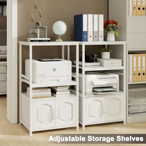 Image of Natwind 4 Tier Printer Stand, File Cabinet w /Adjustable Open Shelves,White