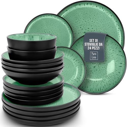 MÄSER Prospero, set di 4 piatti dipinti a mano in qualità gastronomica, ideale anche come piatto antipasto, moderno stile vintage, blu