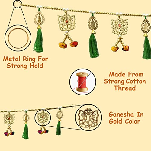 Image of CREYENTES Torans for Entrance Door Swastik Home Decor Door Toran for Home Hangings Decoration and Office Decoration (Multi Colour) 3 Ft Bandarwal toran(Ganesh Gol Kalash)