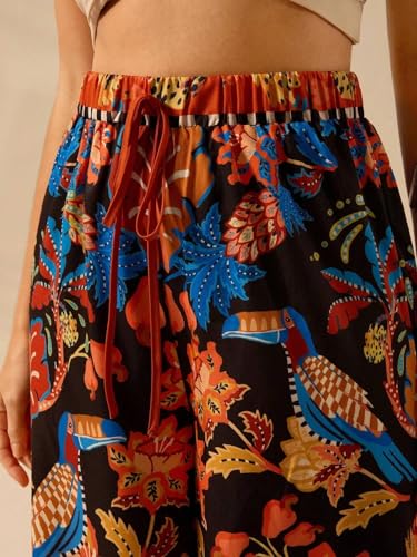 Image of KOTTY Women's Boho Printed Wide-Leg Trousers for Casual and Resort Wear