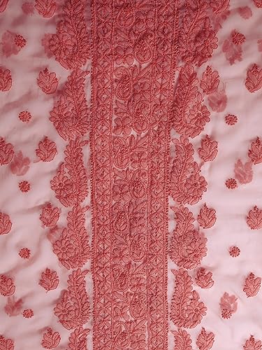 Image of Ada Hand Embroidered Lucknowi Chikankari Unstitched Georgette Salwar Suit with Dupatta for Women - Dress Material 3990