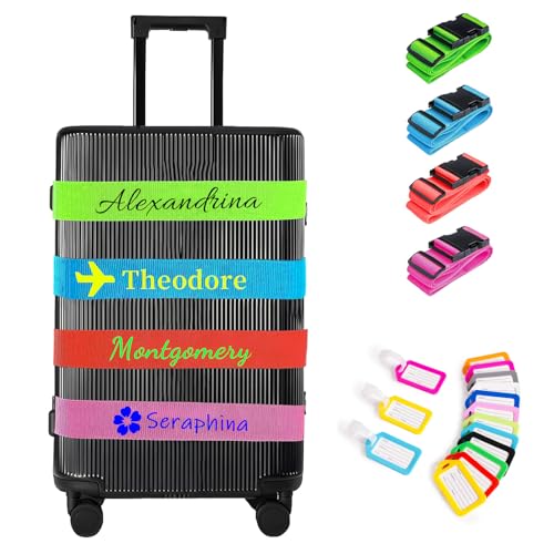 Personalized Luggage Straps with Name for Suitcases Custom Adjustable Luggage Band with Quick Release Buckle 2
