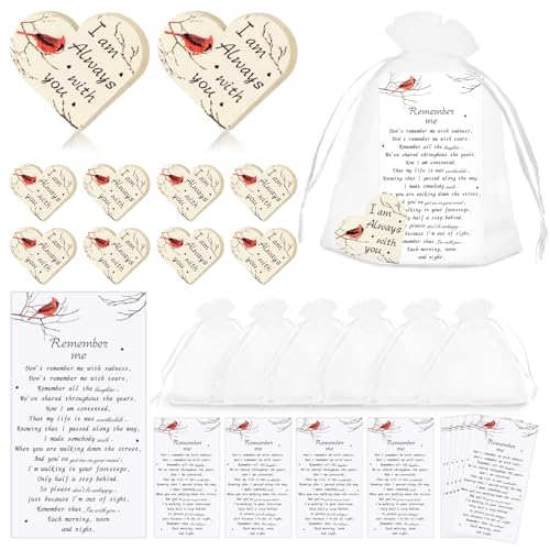 Cadeaux funéraires : lot de 100 jetons de poche avec cartes de prière et sacs en organza