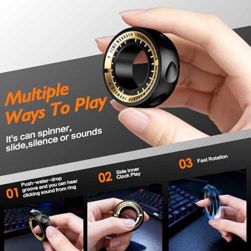 Image of Upgraded Fidget Spinner for Stress Relief Magnetic Fidget Ring Toy with Mechanical Sound Sensory Stress Toys Anxiety EDC Relief Slider Tool Figette for Adults & Teens,Kids,Black