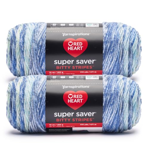 Image of Red Heart Super Saver Bitty Stripes Crochet Yarn, Dawn, 2-Pack
