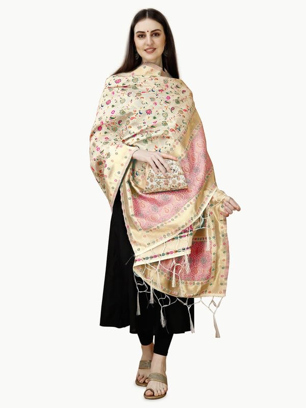 DEVANGIWomen's Woven Banarasi Kashmiri Silk Dupatta/Chunni