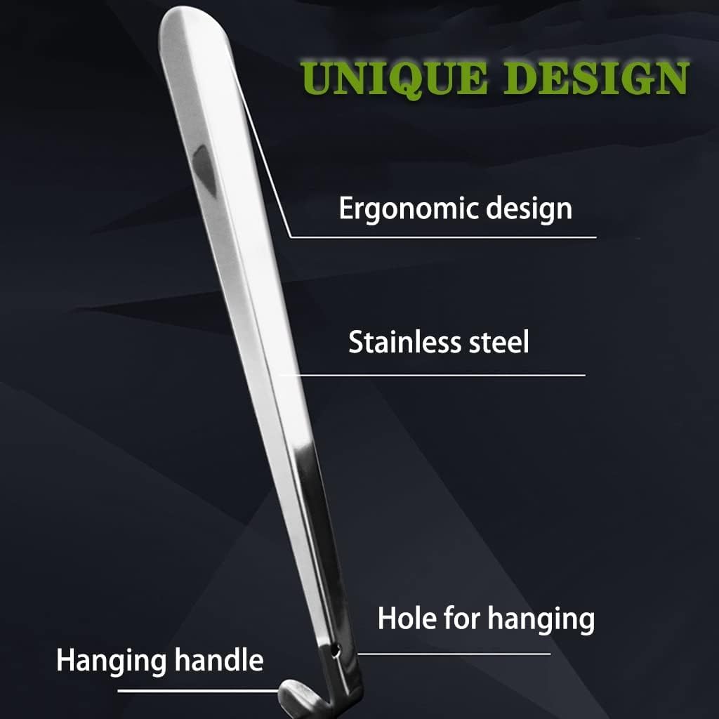 Calzador, Cuchara for Zapatos Duradera de Acero Inoxidable for el hogar con Mango Largo, ayudante for for Embarazadas en, Levantador diseño ergonómico, Varios tamaños | 68cm