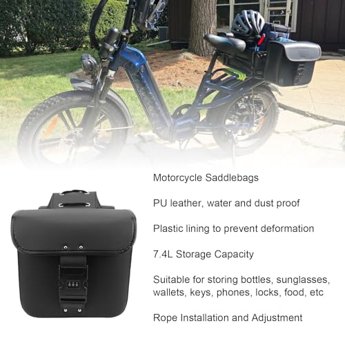 Alforja para motocicleta Cuifati, capacidad 7.4L, impermeable, cuero PU, bolsa trasera de asiento para equipaje lateral, para ciclismo, viajes y desplazamientos miniatura 3