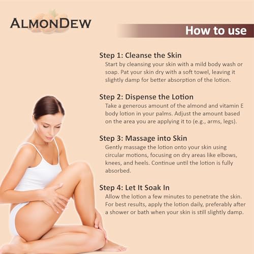 Image of AlmonDew Almond & Vitamin E Body Lotion - Deep Hydration, Lightweight, Non-Greasy Formula, Enriched with Vitamin E for Soft, Smooth Skin - Suitable for All Skin Types (pack of 2) 400ml