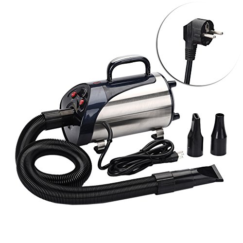 Yunt Secador de Pelo Perro Tranquilo Secador de Pelo para Mascotas con 3 Diferentes boquillas para Perro de Mascota (Plata)