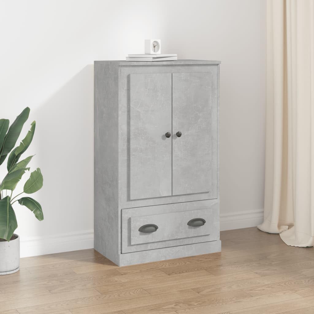 Générique Bufet wysoki szary beton 60 x 35,5 x 103,5 cm drewno inżynieryjne, minimalistyczna szafka do przechowywania, wysoki mebel z dużą przestrzenią do przechowywania do salonu lub przedpokoju