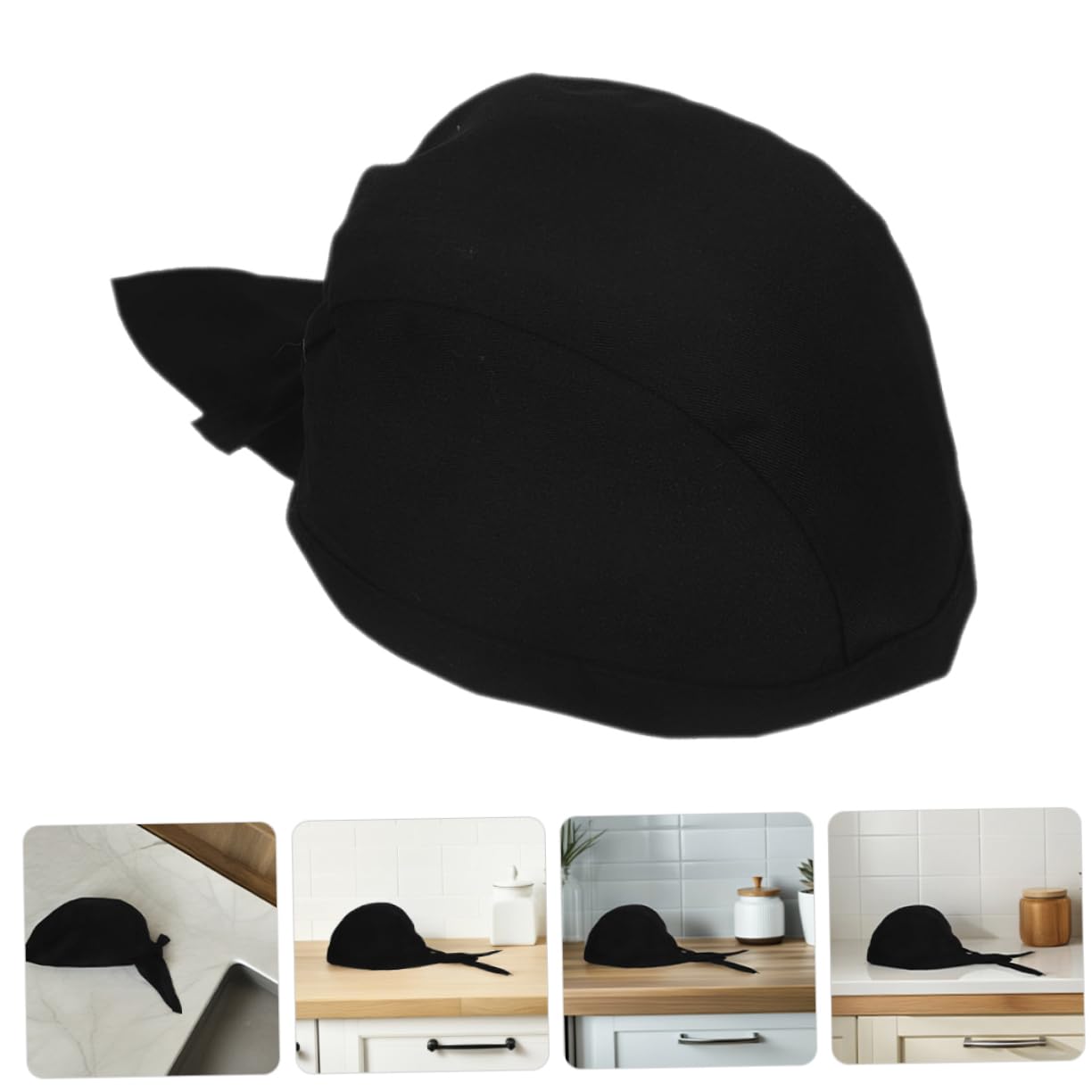 Gorro de Cocinero Negro Ajustable de Algodón 12 Piezas