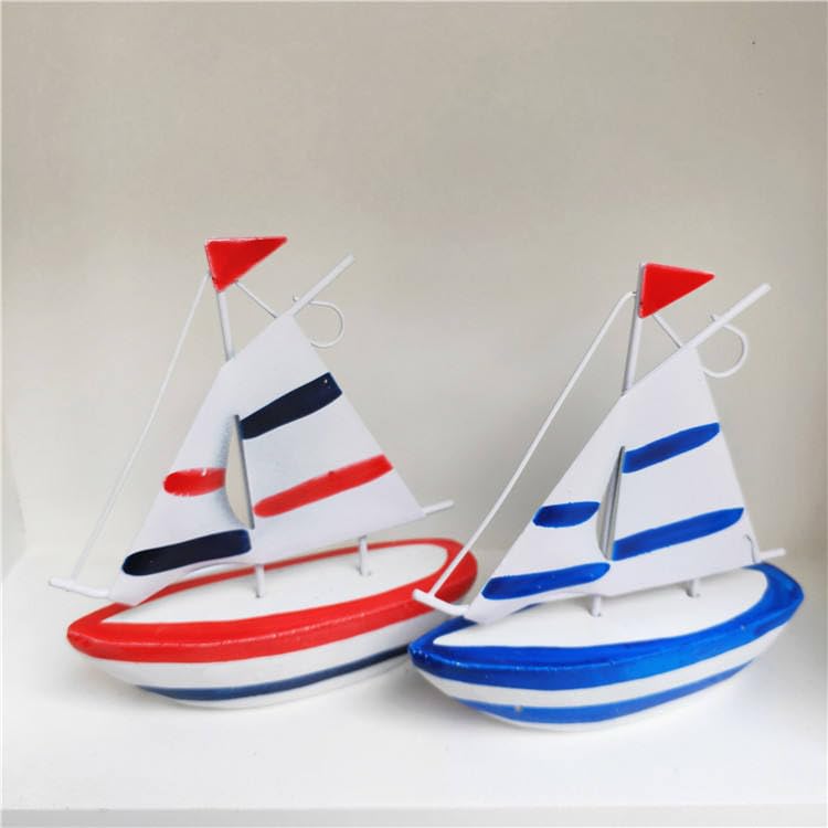 Image of 12 CM Beach Mediterranean Home Desk Decor Coastal Wood Craft Sculpture sail Boat Ship Model-1 BSM-10