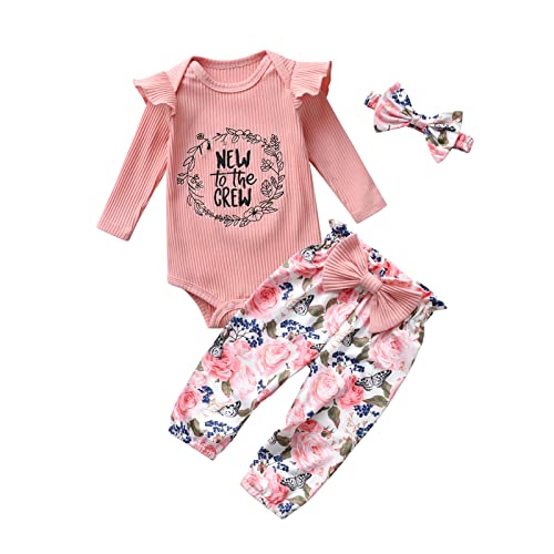 Image of Elspilit Preemie Newborn Baby Girl Clothes Infant Long Sleeve Romper Pants Headband Outfits Sets