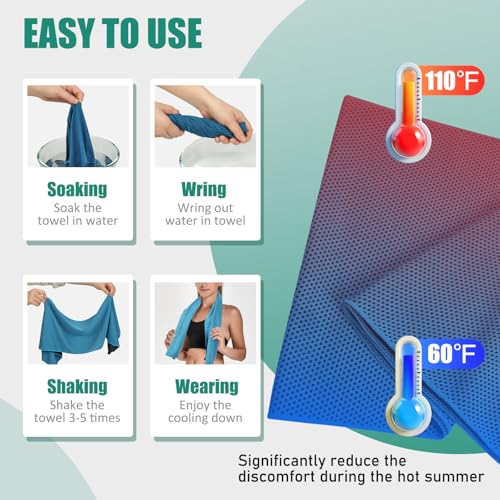 Cooling Towels Pack of 30, 40″*12″ Neck Cool Towel Bulk, Cold Towels for Neck and Face, Cooling Rags Sports Towel for Hot Weather, Running, Soccer, Yoga, Gym, Golf