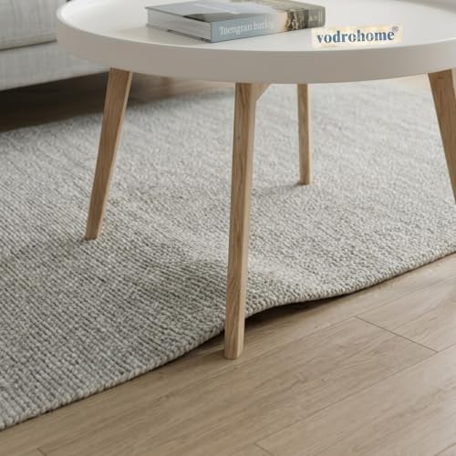 Image of Mango Solid Wood Coffee Table - Round Centre Table with- Mango Ideal Tea Table for Living Rooms C#045 (White Deco and Natural)