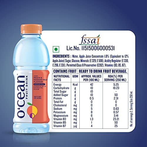 Image of Ocean Fruit Drink Peach 300 ML (Pack of 36)