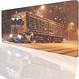 LKW Mauspad XXL 800x400x3mm, Groß Gaming Mauspad Design Vernähte Kanten, Wetterfest Anti Rutsch Mousepad PC Laptop verbessert Präzision und Geschwindigkeit für Home Office PjY7925 F-3