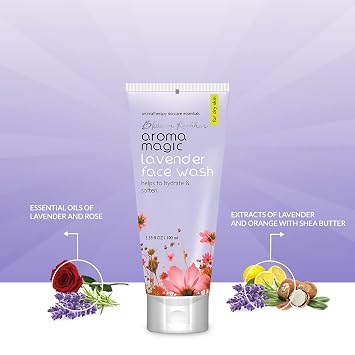 Aroma Magic Lavender Face Wash | Hydrates & Softens Skin | Helps Prevent Aging | Soothing & Refreshing Facial Cleanser | for Dry Skin | 3.38 Fl Oz/100ml