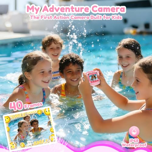 Image of PROGRACE Pool Toy & Kids Underwater Camera - IP68 Waterproof Action Camera for Boys Ages 3-12, 1080P Video, 32GB Card, Mount for Bike & More, Birthday Gift for Diving, Swimming, Riding, Snorkeling