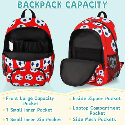 Soccer Laptop Backpack for Women Men, Red Work Travel Computer Backpacks, 18.3 Inch Large Computer Nurse Teacher Bags Casual Daypack2
