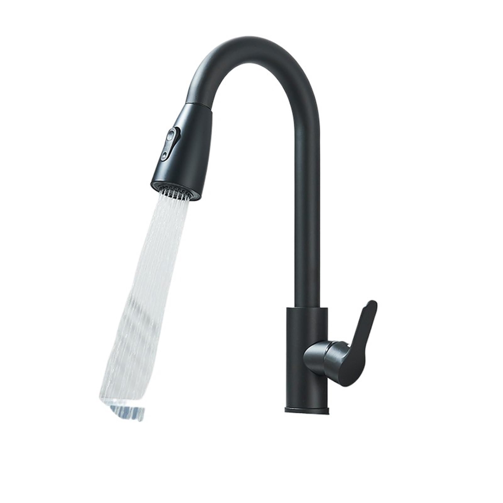 Rrypbovg Matte Black Pull Out Faucet Kitchen Faucets Pull Out Tap Cold Hot Water Single Handle Mixer Deck Swivel Spray(Matte Black)