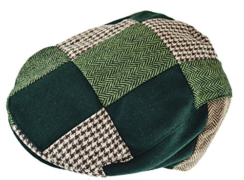 Image of Wonderful Fashion Men's Classic Herringbone Tweed Wool Blend Newsboy Ivy Hat (Large /X-Large, Charcoal)