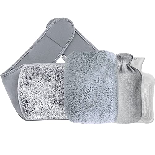 4er Set Wärmflasche aus Gummi mit weichem Taillen-Bezug, Wärmflasche aus Gummi mit weichem Taillen-Bezug,geruchlos Superior Material, Wärmflasche für Nacken und Schulter, Rücken, Beine, Taillenwärmung Cover