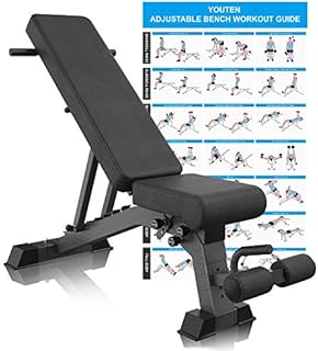 YouTen 1000 LB Adjustable Weight Bench | 9-4-4 Almost 90° Incline Decline Workout Bench for Home Gym | Foldable Training Lifting Bench | Unique Dragon Flag Handle for Abdominal Arm Exercise Fathers Day Gift