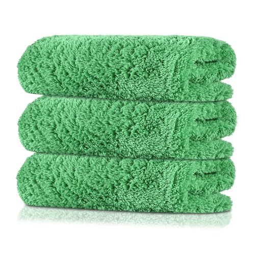 Image of Kuber Industries 6 Pcs 30x60 cm Microfiber Cleaning Cloth for Mirror, Window, Car and Bike | 350 GSM Dusting Cloth for Home | Absorbent Bathroom & Kitchen Cleaning Towel | Green