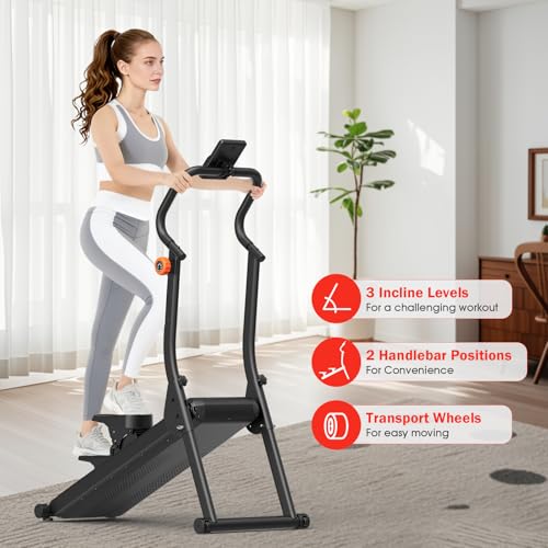 Image of YCCHENG Magnetic Stair Stepper with 16-Level Adjustable Resistance,Stair Vertical Climber with Led Screen for Home Gym, Foldable Stairmaster Machine with 350LBS Capacity