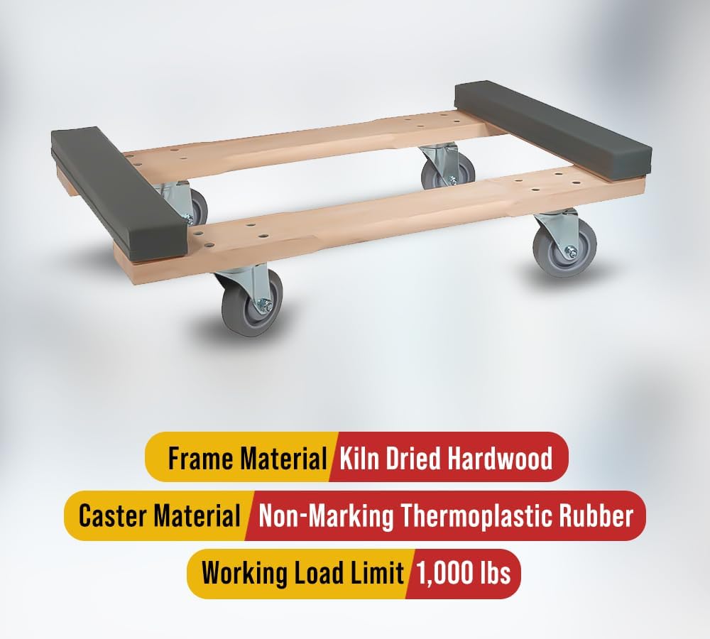 Chicago Style 32" x 18" Hardwood Dolly with Non-Marking Wheels