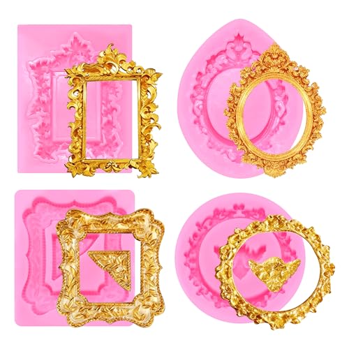 Eiodoni 4 Pcs Photo Frame Silicone Molds Various Sizes