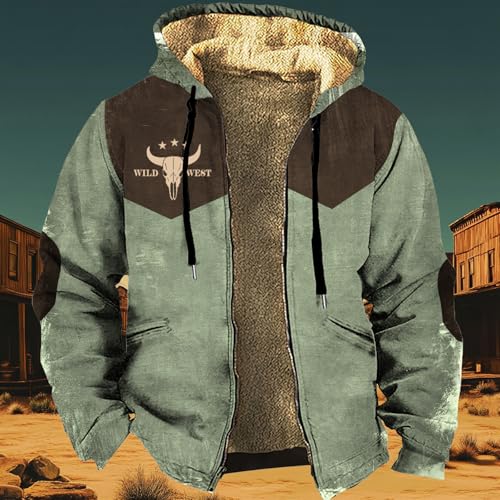 Men's Western Aztec Jackets Hooded Cowboy Hoodie Warm Full Zip Ethnic Vintage Long Sleeve Coat Fall Winter Tops2
