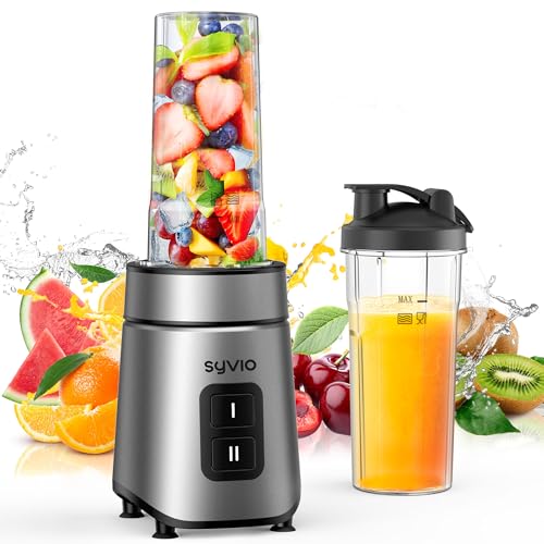 Smoothie Blender Syvio 600W,Juice and Shakes,Personal Blender with 2 Speed Control, Mini Blender...
