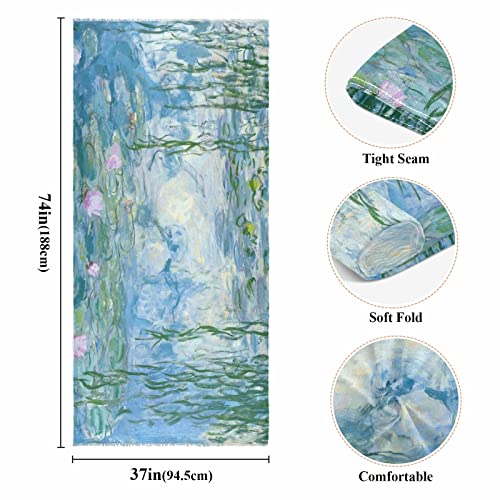 Women's Fashion Scarves Monet Water Lilies Willow Floral Spring Long Shawl Wraps Large Scarf3