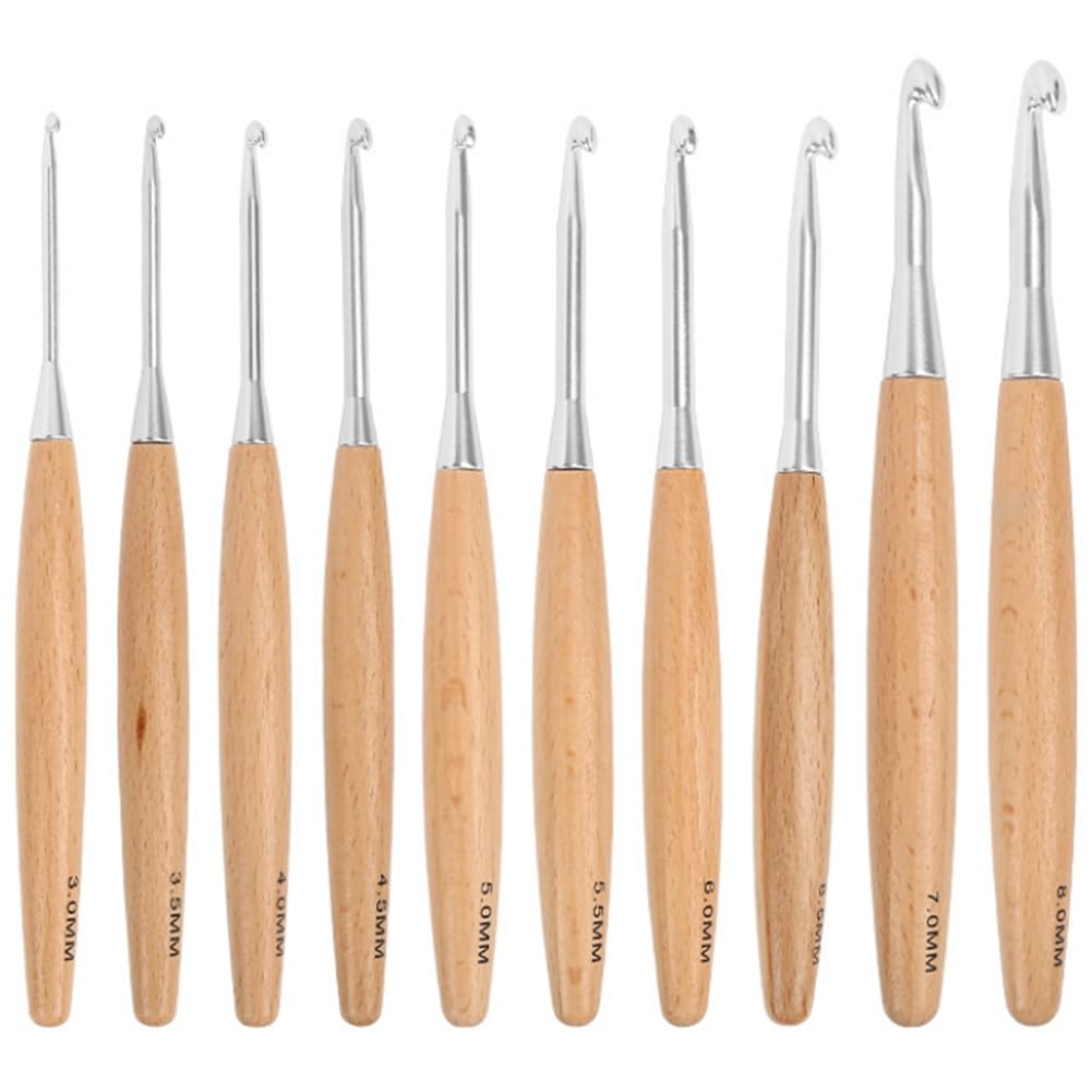 CTRLZS Big Crochet Hooks Set with Beech Wood Handle, Large Crochet Hooks for Chunky Yarn