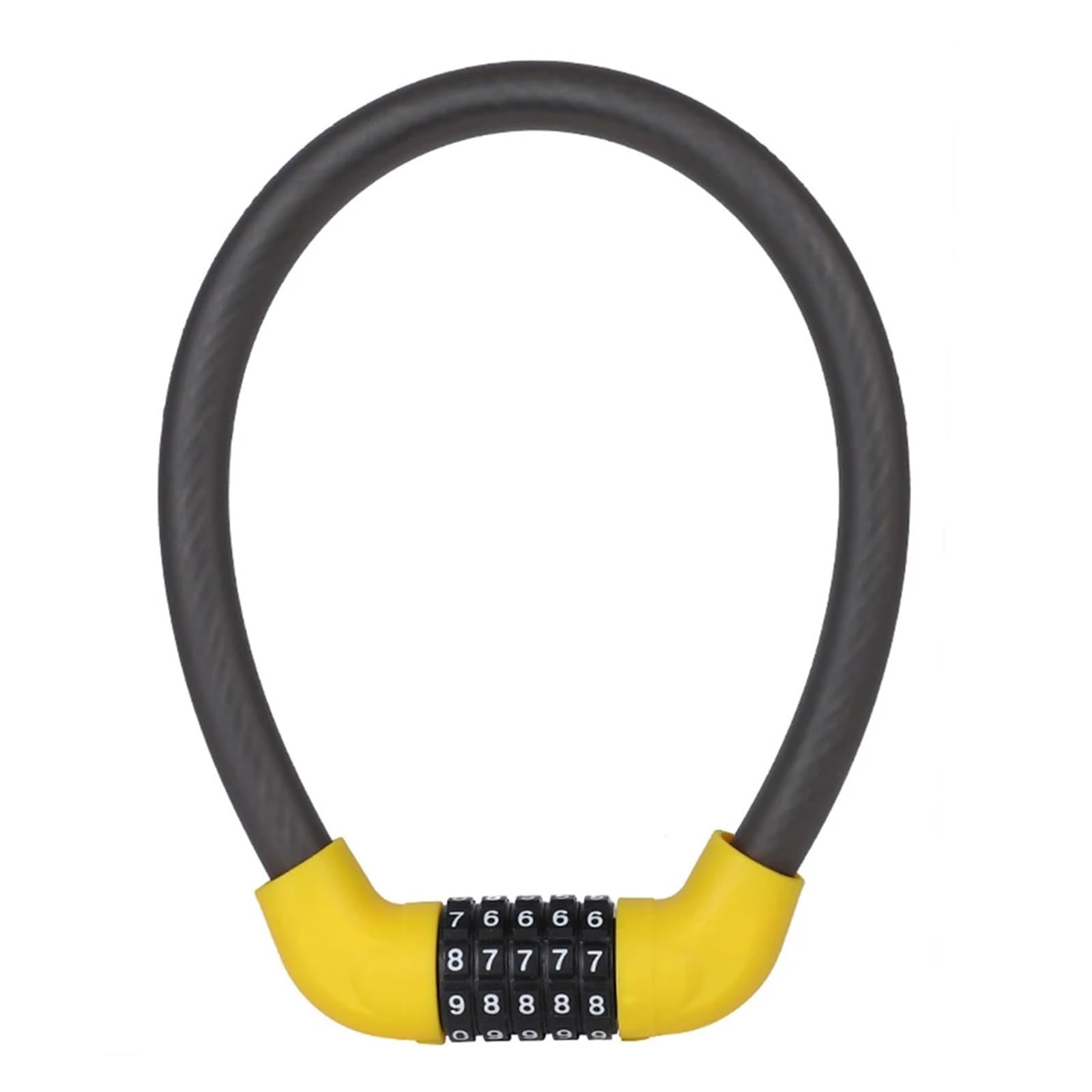 Ycenjepsaz 17.2X570mm Yellow Bike Lock 5 Digit Code Combination Universal Bicycle Lock Bicycle Security Locking Equipment Mtb Anti-Theft Bike Accessories(17.2X570mm Yellow)