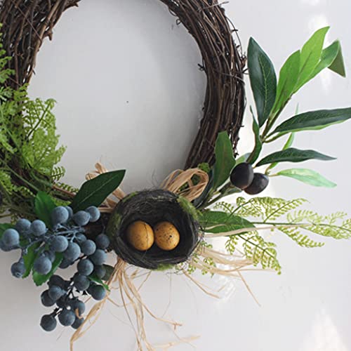 Plante olive branche feuille oiseau nid décoration rotin suspendu - 7