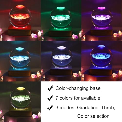 GUOCHENG Cat Crystal Ball Light, Kitty Figurines in Crystal Ball with Stand Paperweights Decor - Image 4
