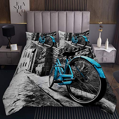Niños Niñas Bicicleta de montaña Niños Niñas Colcha Juego de edredón de Deporte Extremo de habitación Acolchada Vintage 2 Piezas único