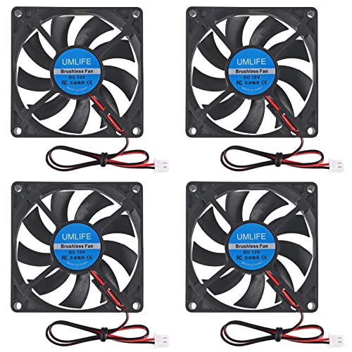 4PCS DC Coolng Fan 80x80x15mm 80mm 12V Dual Ball Bearing Brushless Case Cooler Fans for 3D Printer PC CPU Computer Case Fan Cooler