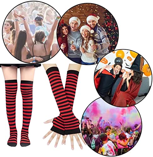 Image of Women's Long Knitted Fingerless Gloves Thumbhole Stretch Arm Warmers