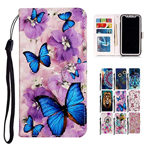 für Handyhülle Samsung Galaxy S20+ Plus 6.7 Hülle Leder PU Wallet Kartenfach Klappbar Flip Case Cover Muster Schmetterling Butterfly