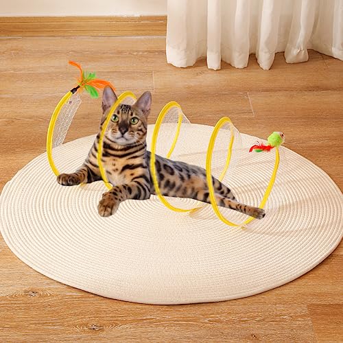 Flilail Folded Cat Tube Tunnel,Cat Toys for Indoor Cats Large,Cat Tunnel Bed for Kittens,Cat Donut Tunnels,Whisker Twister for Cats,Cat Toy for Indoor Cats,Decompression Interactive Cat Springs Toys