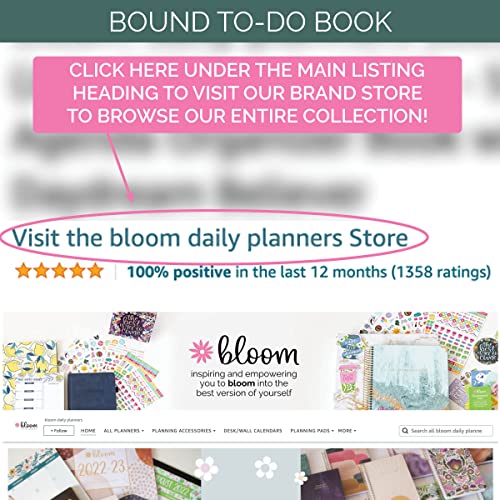 Bloom Daily Planners Bound To Do List Book - Undated Daily Planning System Tear Off Calendar Pages - 6" X 8.25" - Rustic Blooms #TOP5