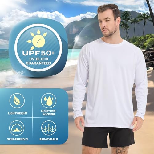 Men's Swim Shirts Long Sleeve Rash Guard UPF 50+ Sun Protection Shirts Outdoor Fishing Running Quick Dry4