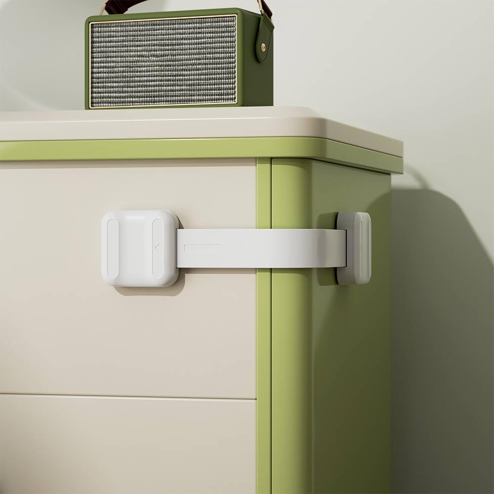 SAFELON 12 Pcs Baby Safety Cabinet Locks Childproof Drawer Locks with Screws, Kids Latch for Drawers and Cabinets (White) — view 17