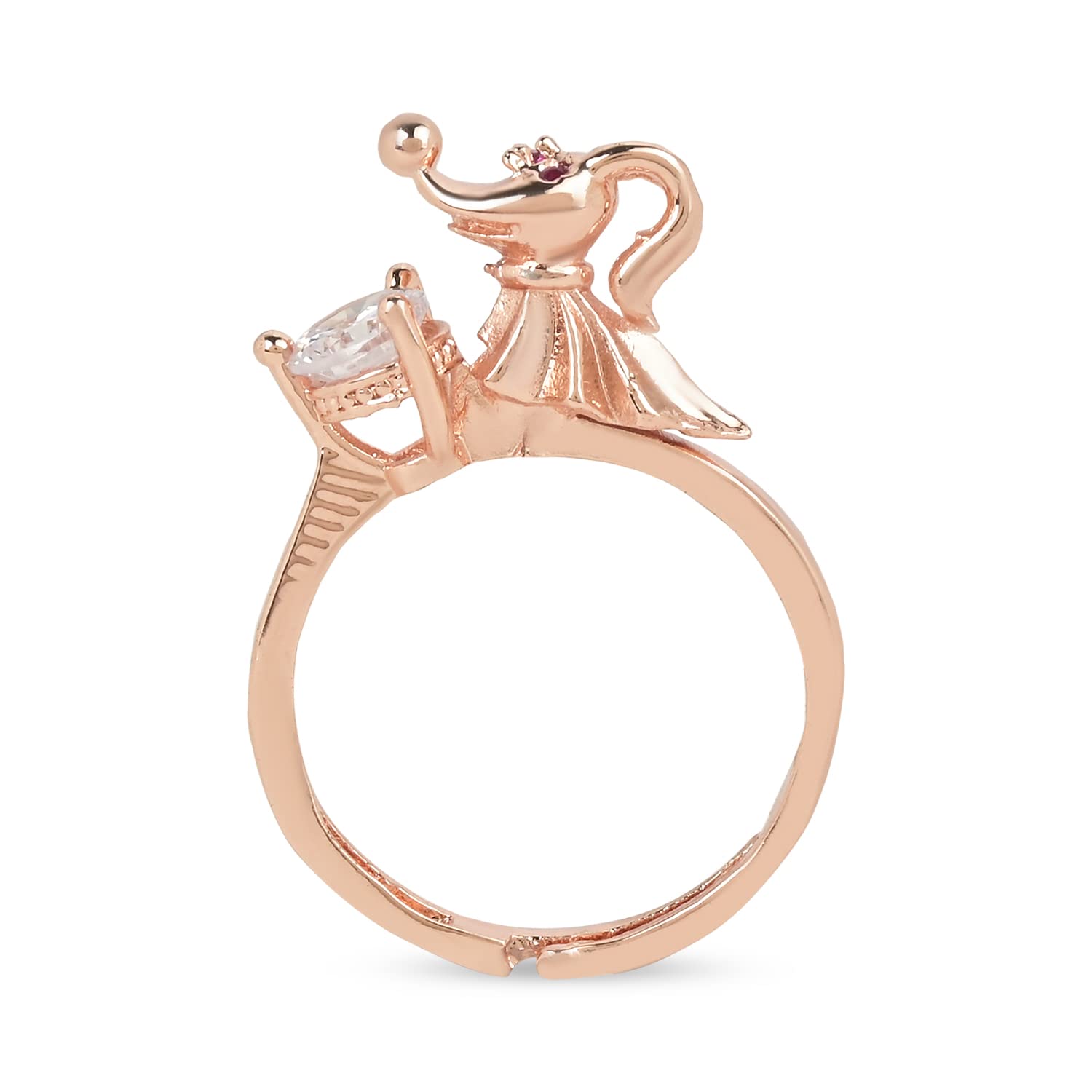I Jewels Rose Gold Plated Elegant Classy CZ Crystal Adjustable Designer Finger Ring for Women and Girls (Style 7) (B0BSH6H55Z) Amazon Price History, Amazon Price Tracker